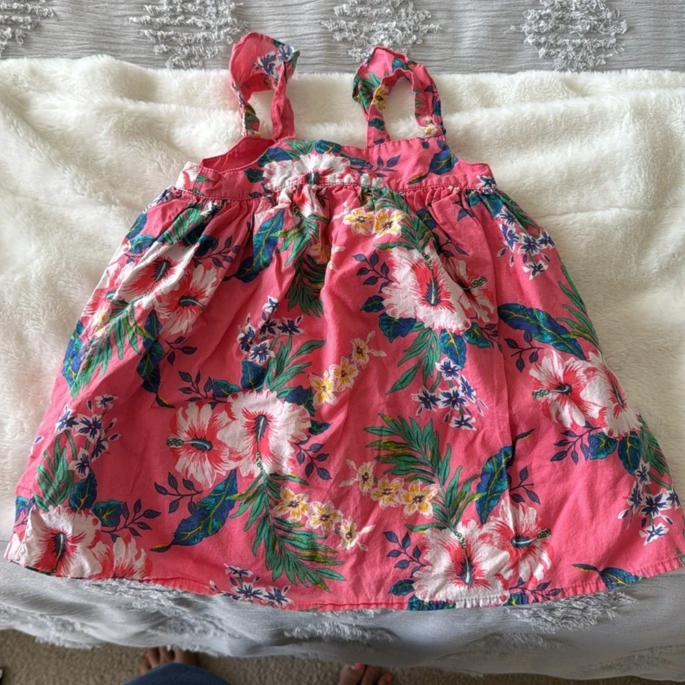 Gap pink Hawaiian floral print sundress cotton size 18-24 months